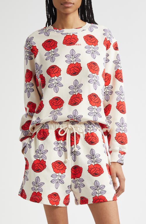 Marimekko Floral Print Sweatshirt in Off White Red Lilac  product
