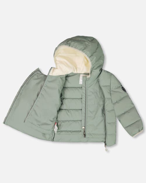 Deux Par Deux Compressible Winter Puffy Coat Designed For Car Seat In Green