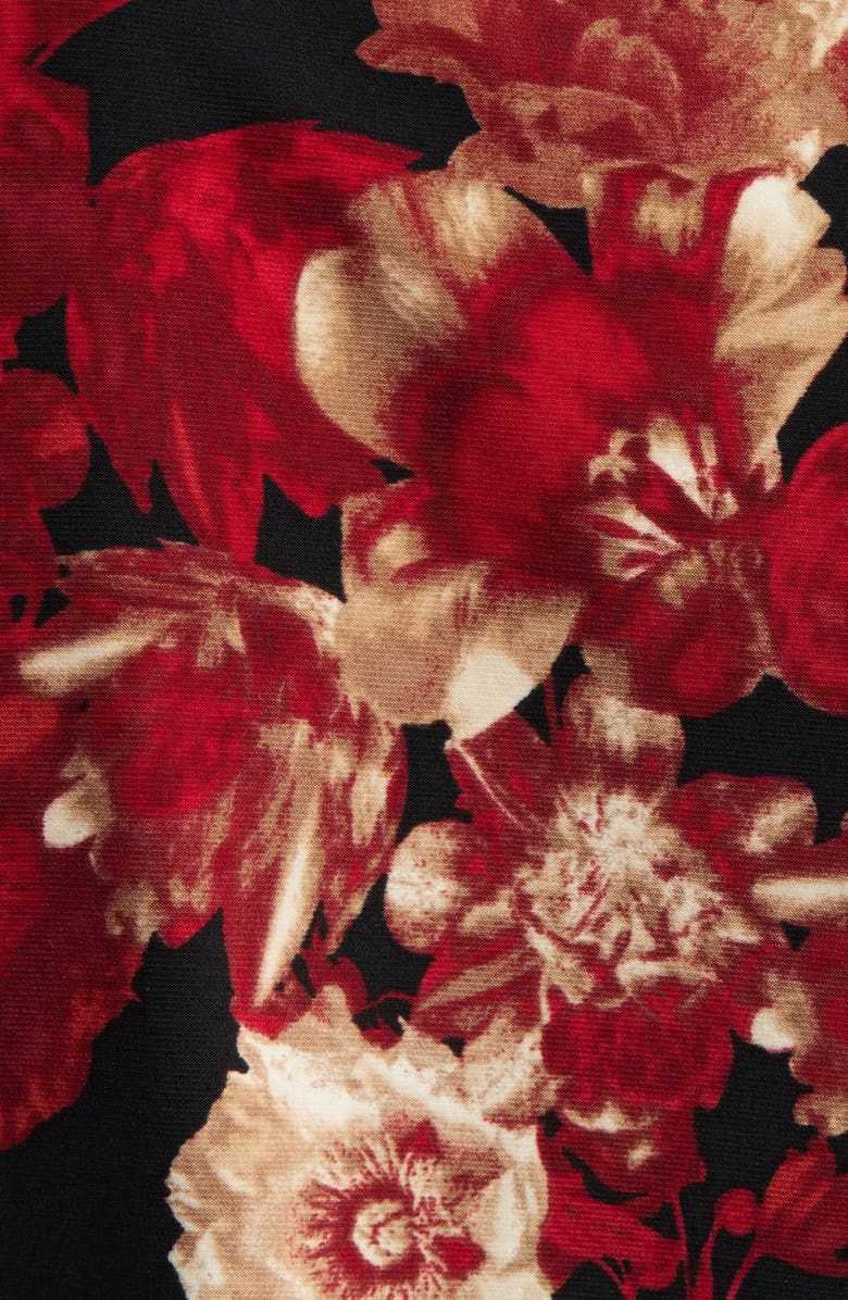 Anne Klein Floral Print Ruched Sleeveless Top, Alternate, color, Anne Black Multi