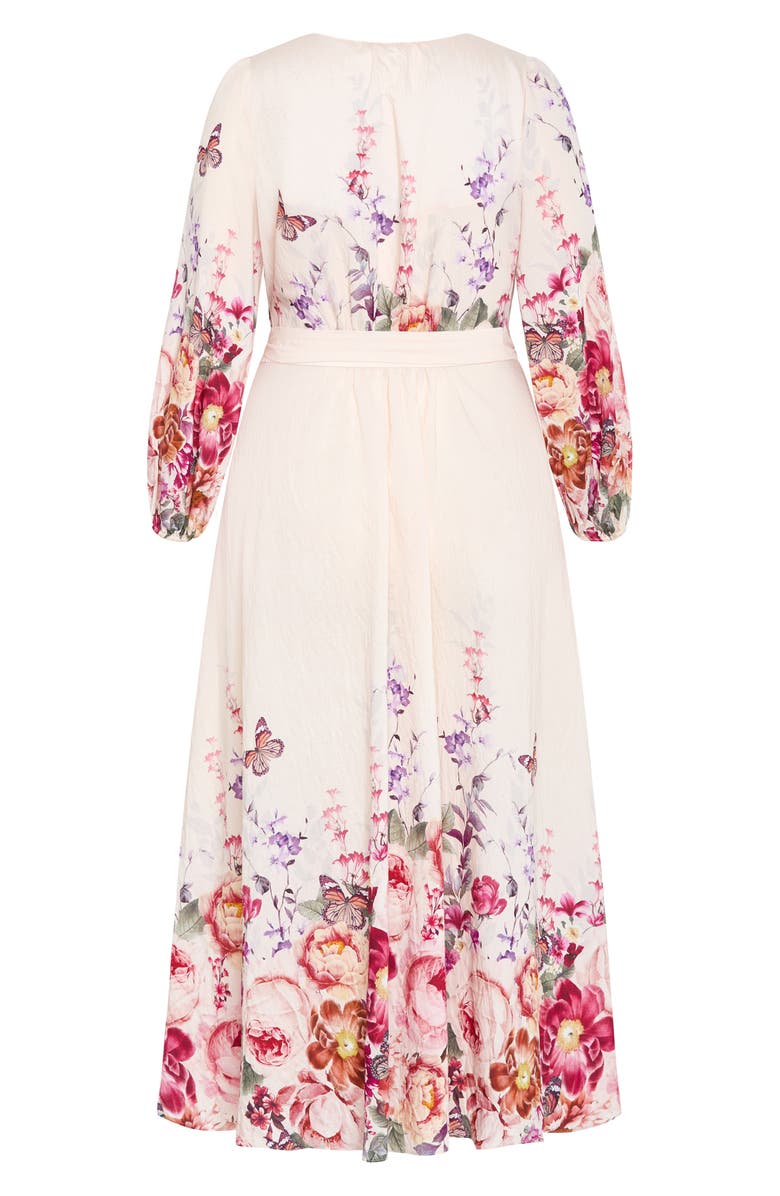 City Chic Anastasia Flutter Sleeve Midi Dress, Alternate, color, Eden Garden