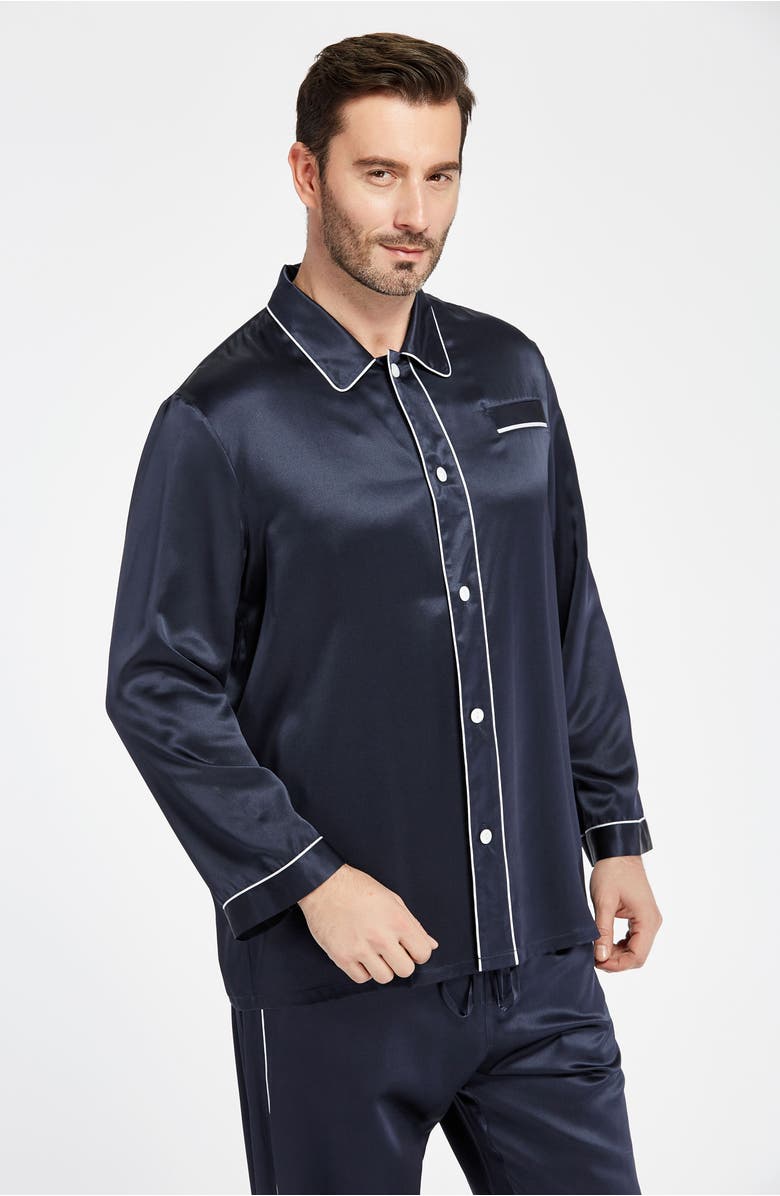 Lilysilk Unique Silk Pajamas Set, Alternate, color, Navy Blue