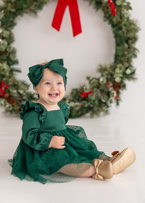 Isobella & Chloe Isobella And Chloe Mistletoe Emerald Tulle Dress For Toddler Girls. In Green