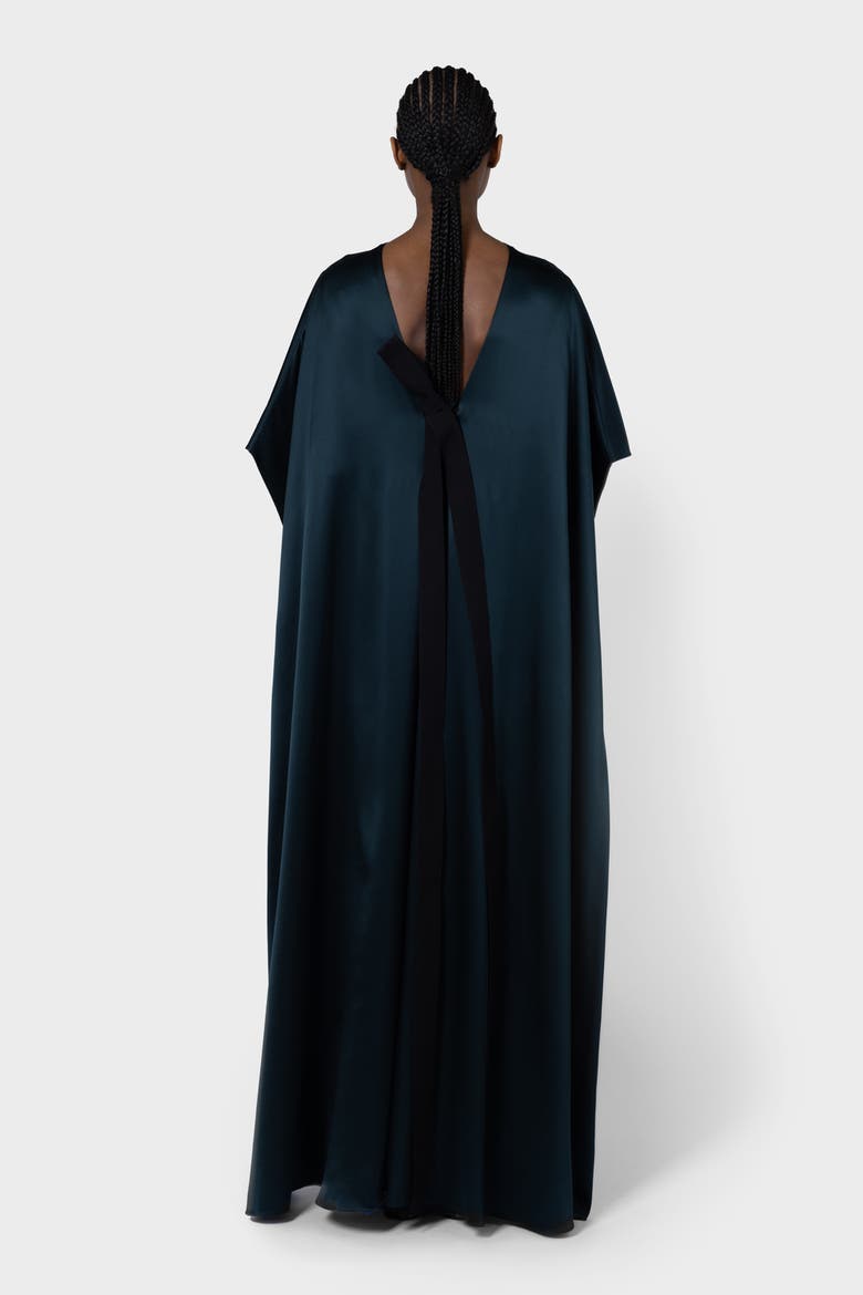 Seif Silk Caped Maxi Dress, Alternate, color, Dark Teal / Cobalt