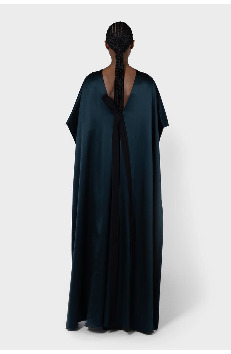 Roksanda Seif Silk Caped Maxi Dress, Alternate, color, Dark Teal / Cobalt