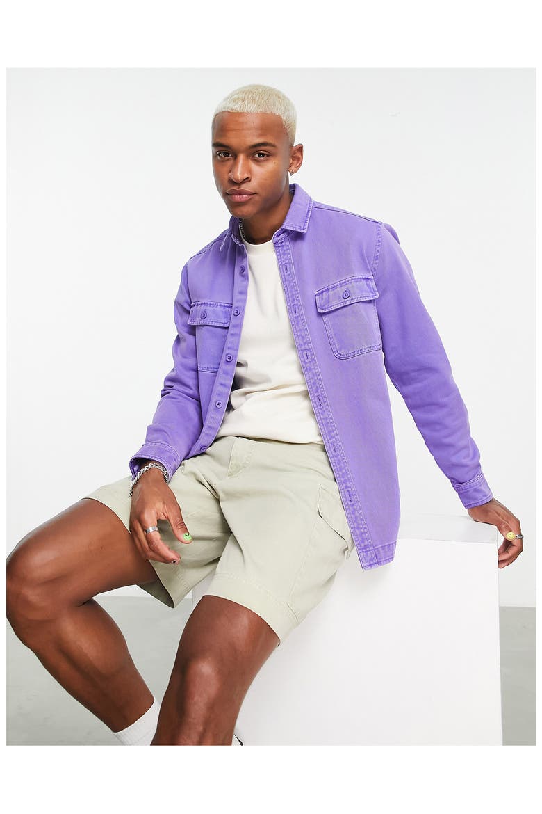 Denim Overshirt, Alternate, color, PURPLE