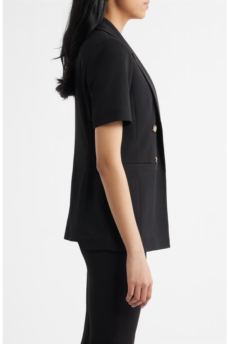 Short Sleeve Double Breasted Jacket, Alternate, color, ANNE BLACK
