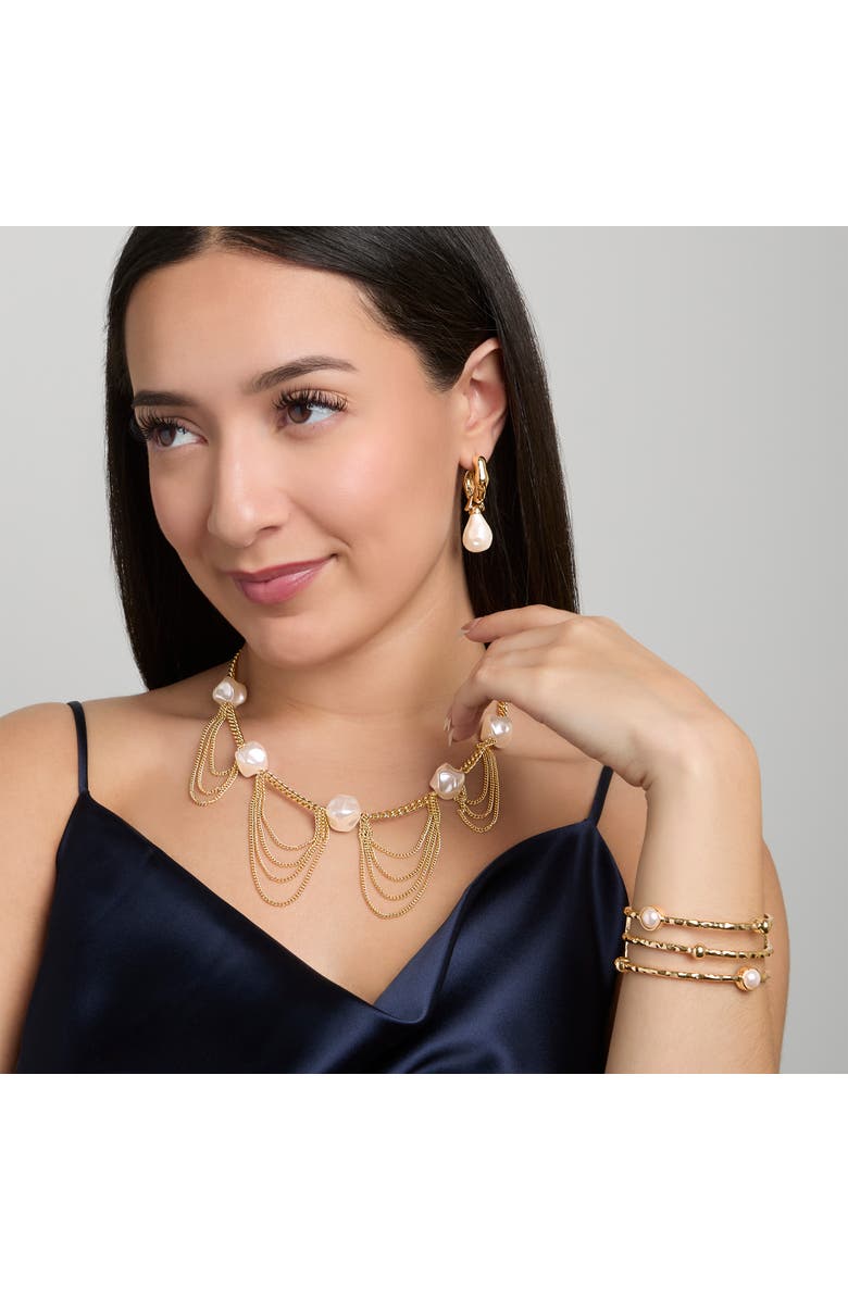 BCBG Pearls Cuff Bracelet, Alternate, color, Gold