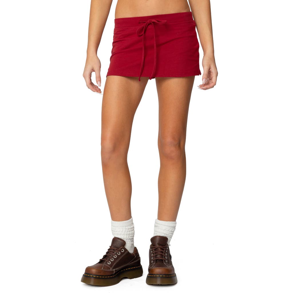 Edikted Bayside Stretch Cotton Micro Skort In Burgundy
