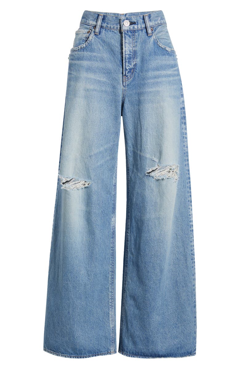 MOUSSY VINTAGE Hempstead Ripped Wide Leg Jeans, Alternate, color, Light Blue
