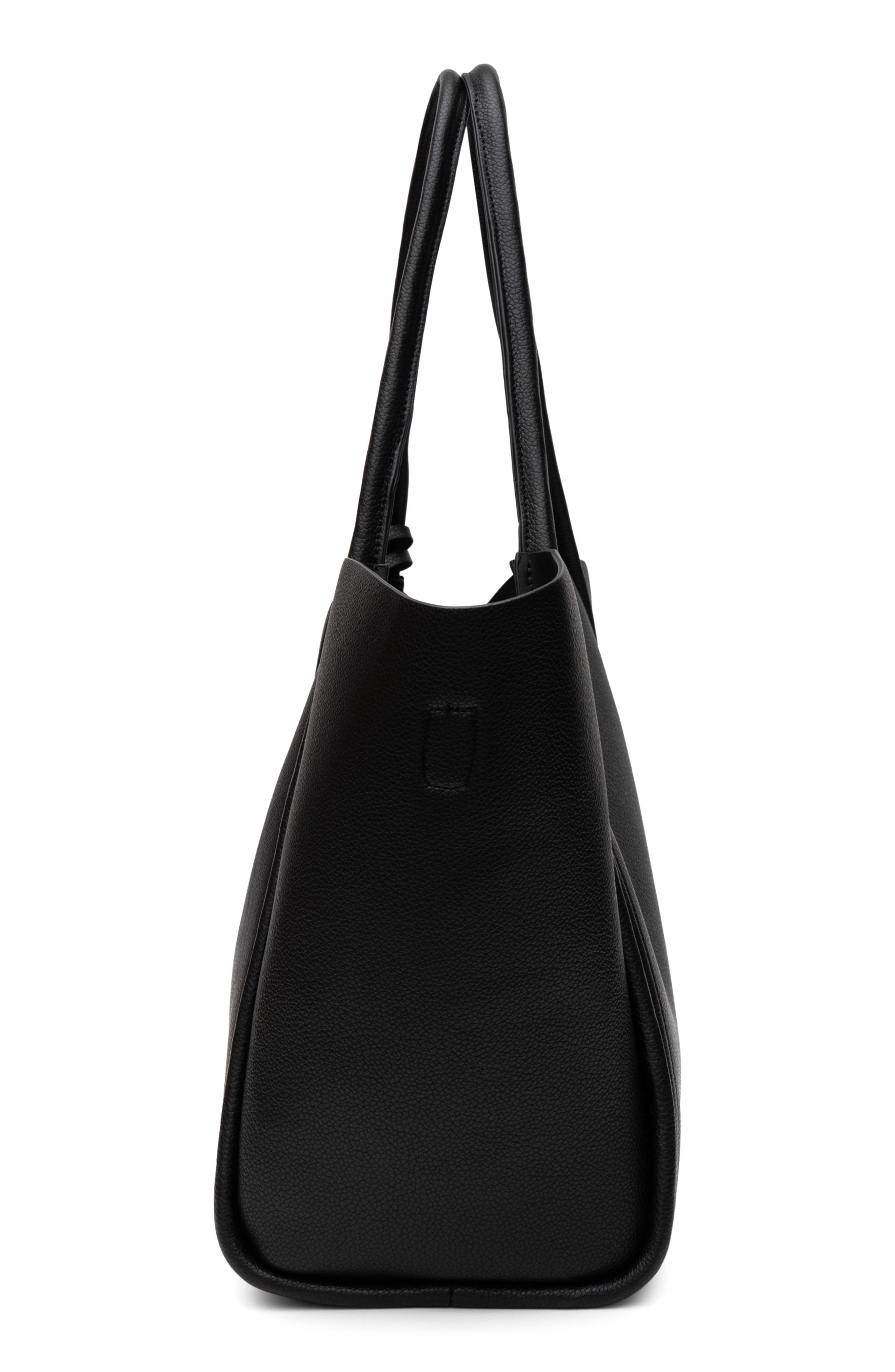 Faux Leather Tote, Alternate, color, BLACK
