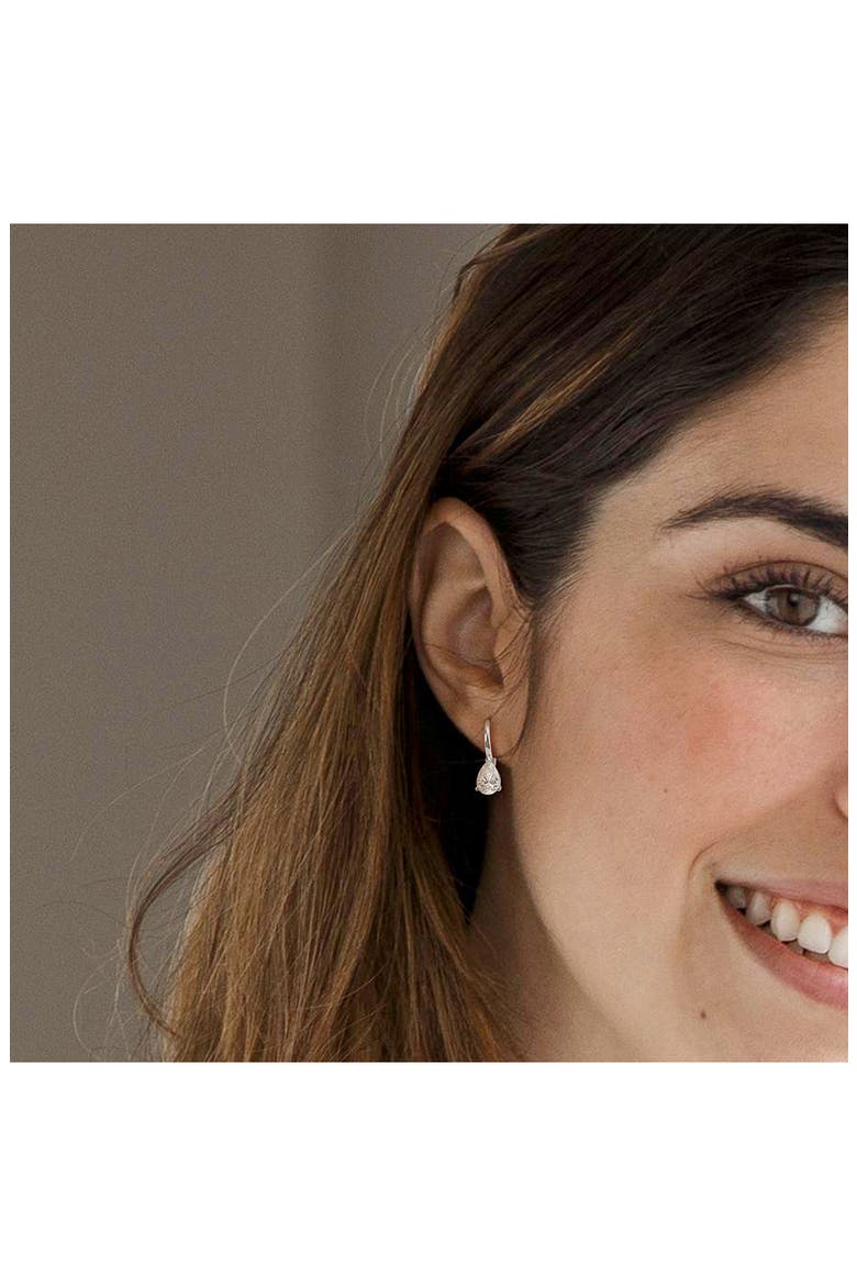 Pear Cut Created Moissanite Lever Back Earrings, Alternate, color, WHITE