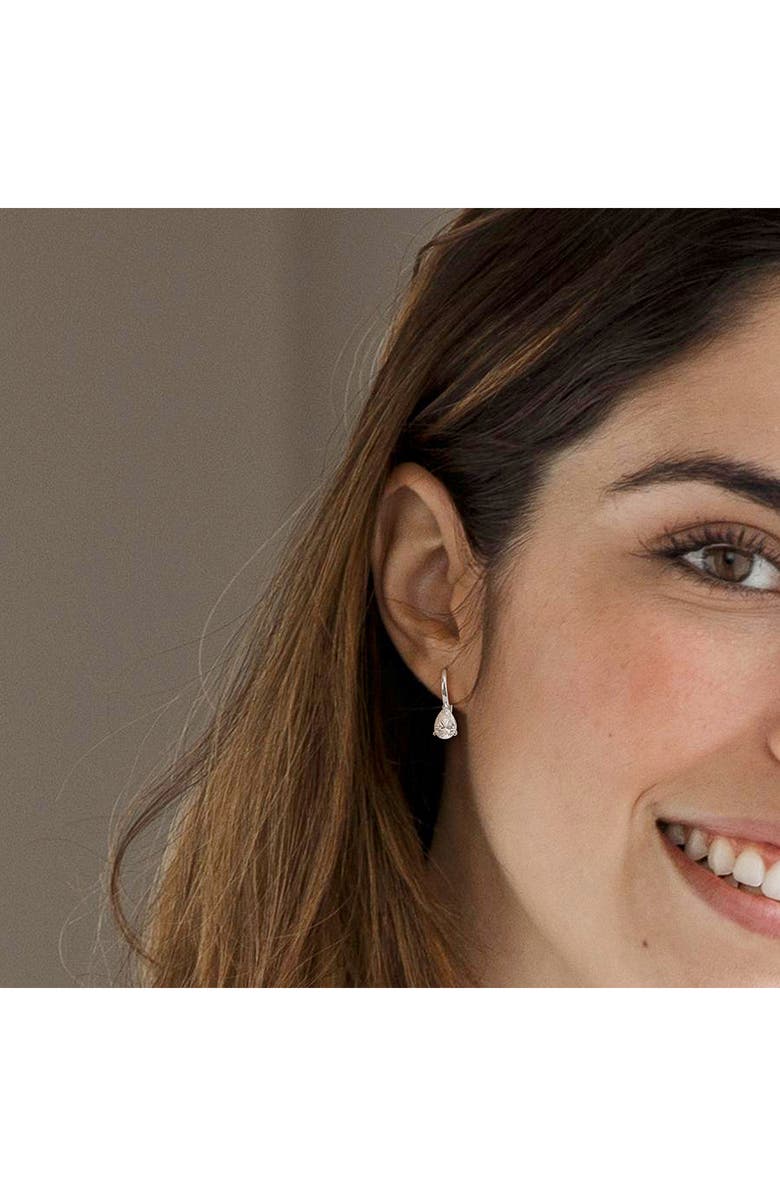 DELMAR Pear Cut Created Moissanite Lever Back Earrings, Alternate, color, White