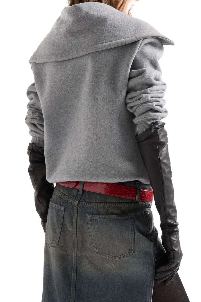 High Neck Zip Sweatshirt, Alternate, color, COTTON ASH