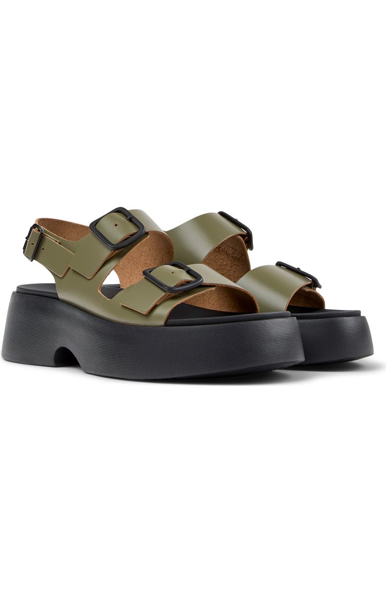 Camper Tasha Platform Sandal, Main, color, Medium Green