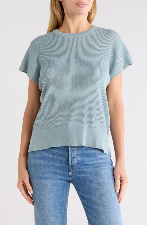 Ribbed Short Sleeve Sweater