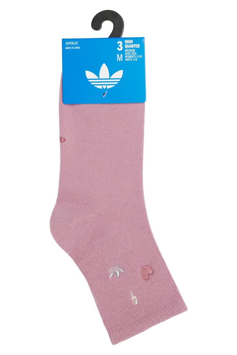 Superlite 3-Pack Assorted High Quarter Socks, Alternate, color, MAUVE PURPLE/ WHITE/ BLACK