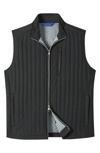 David Donahue Vertical Quilted Vest In Black