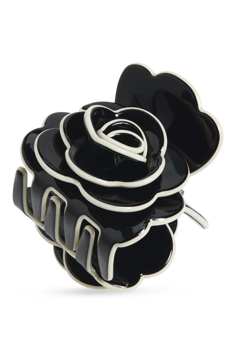 Althea Rosette Claw Clip, Main, color, BLACK/ CREAM