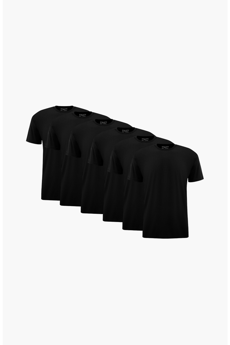 Crew Neck 6-Pack T-Shirts, Main, color, Black