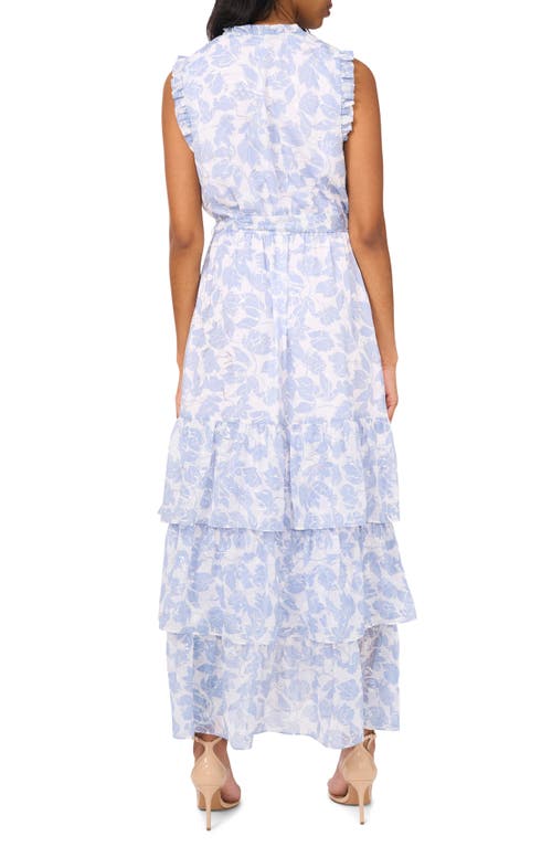 Halogenr Halogen(r) Tie Neck Sleeveless Tiered Maxi Dress In Rainwashed