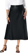 Jessica London Faux Leather Midi Skirt