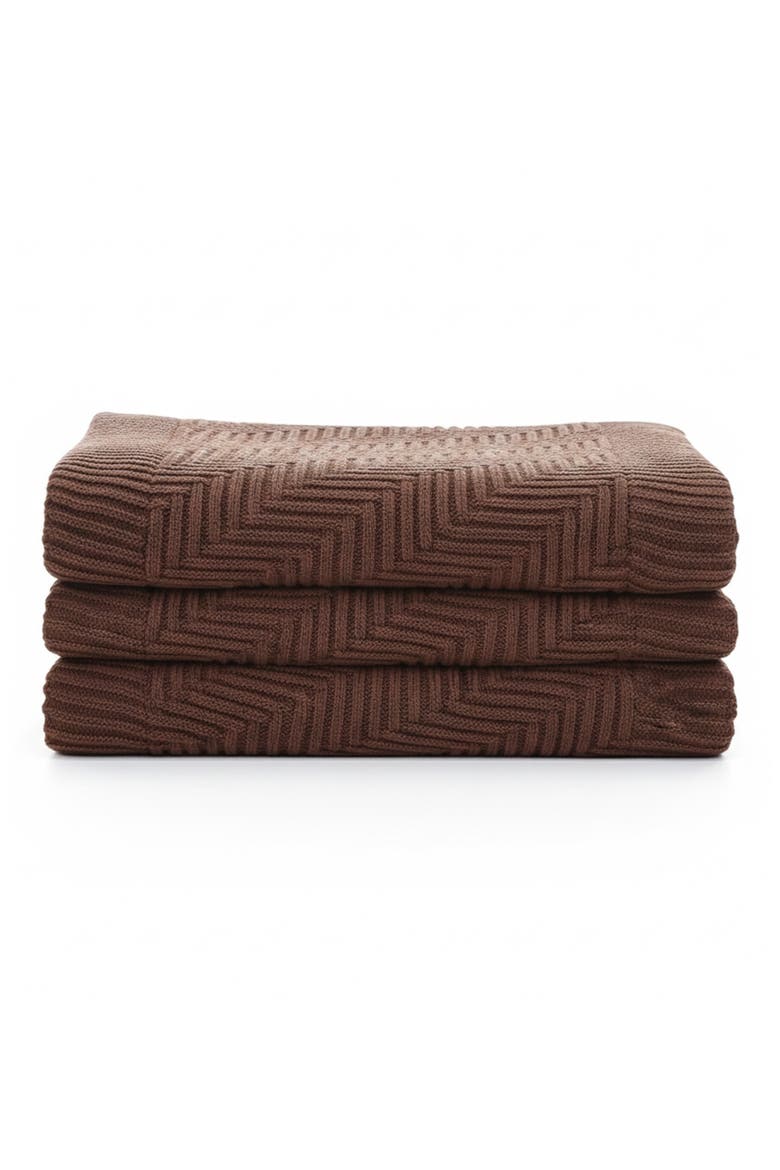 Chevron Knit Throw Blanket, Main, color, CHOCOLATE