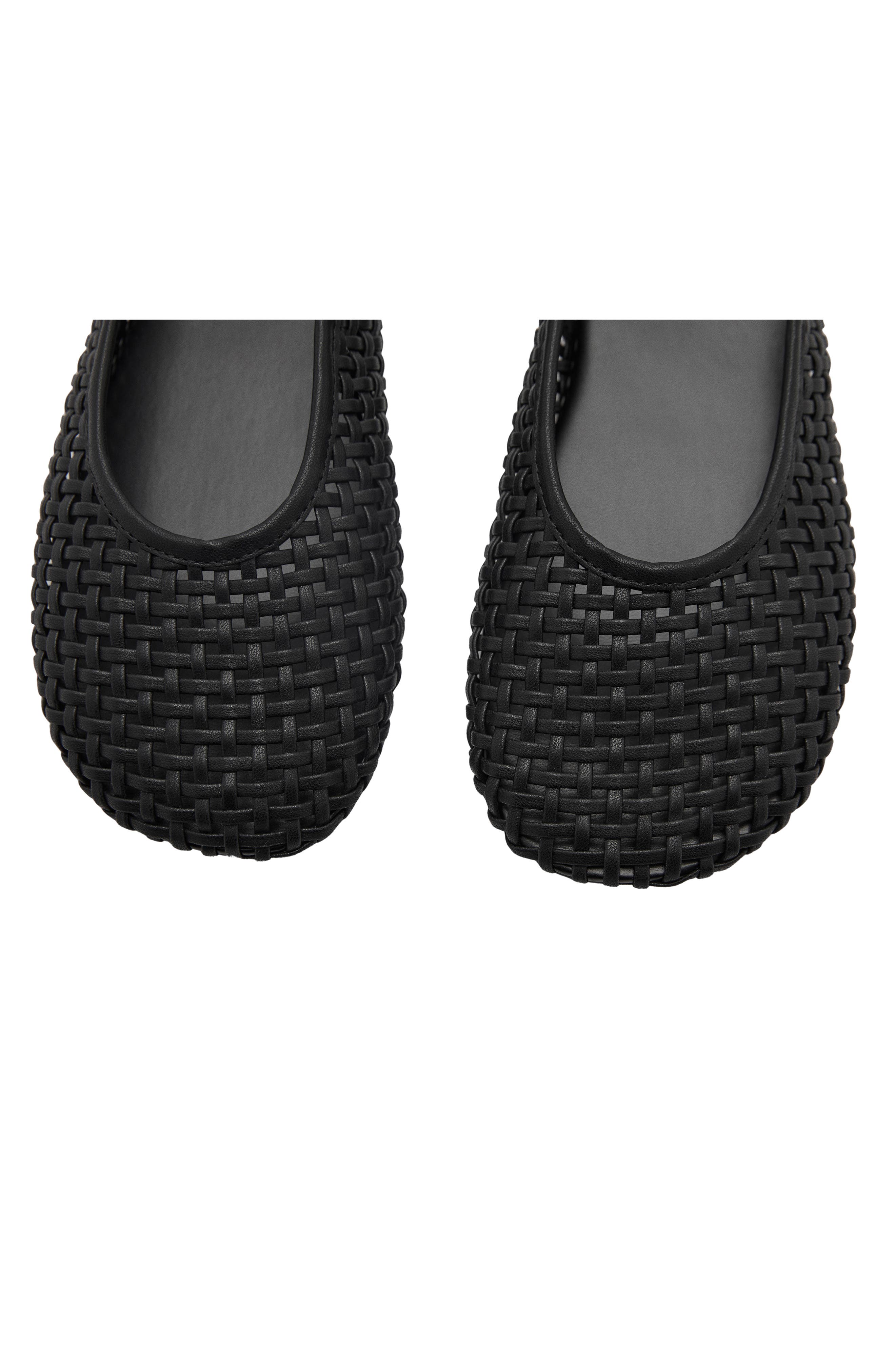 MANGO Braided Faux Leather Slingback Flat, Alternate, color, Black