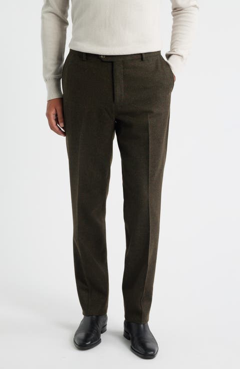 Lambswool & Cashmere Donegal Tweed Dress Pants