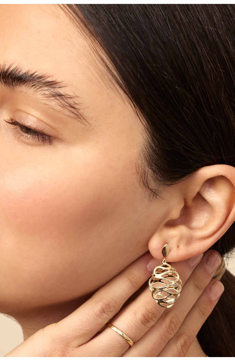 Oradina 14K Yellow Gold Revello Oval Drop Earrings, Alternate, color, Yellow Gold