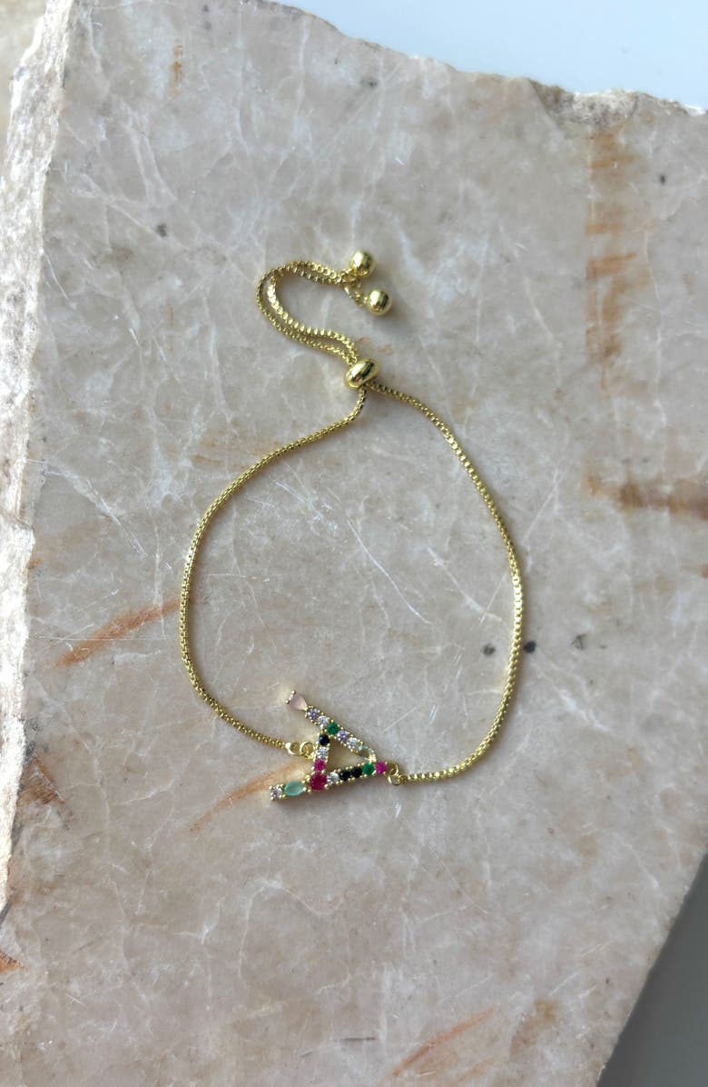 Adornia Mixed Crystal Initial Chain Bracelet, Alternate, color, Gold-A