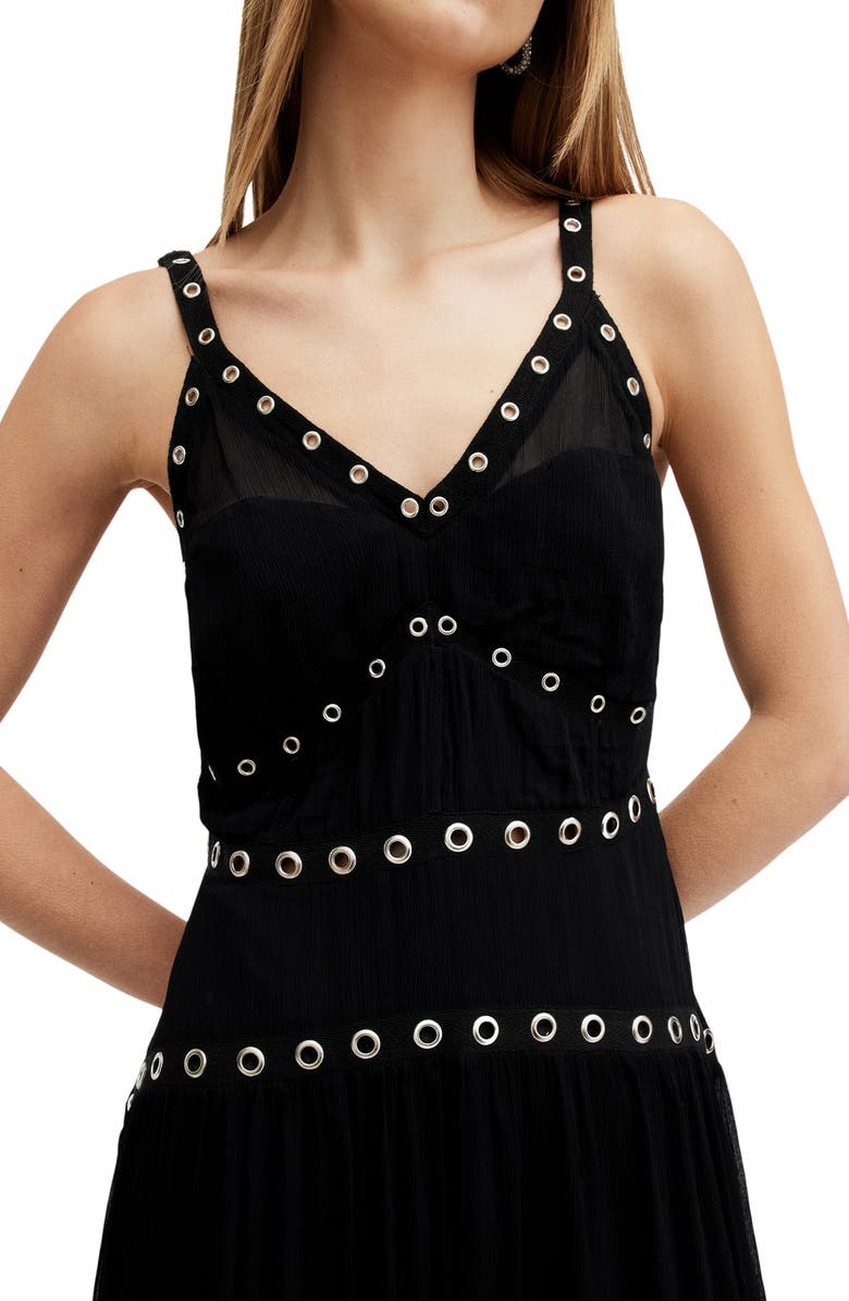 AllSaints Zita Semisheer Eyelet V-Neck Dress, Alternate, color, 