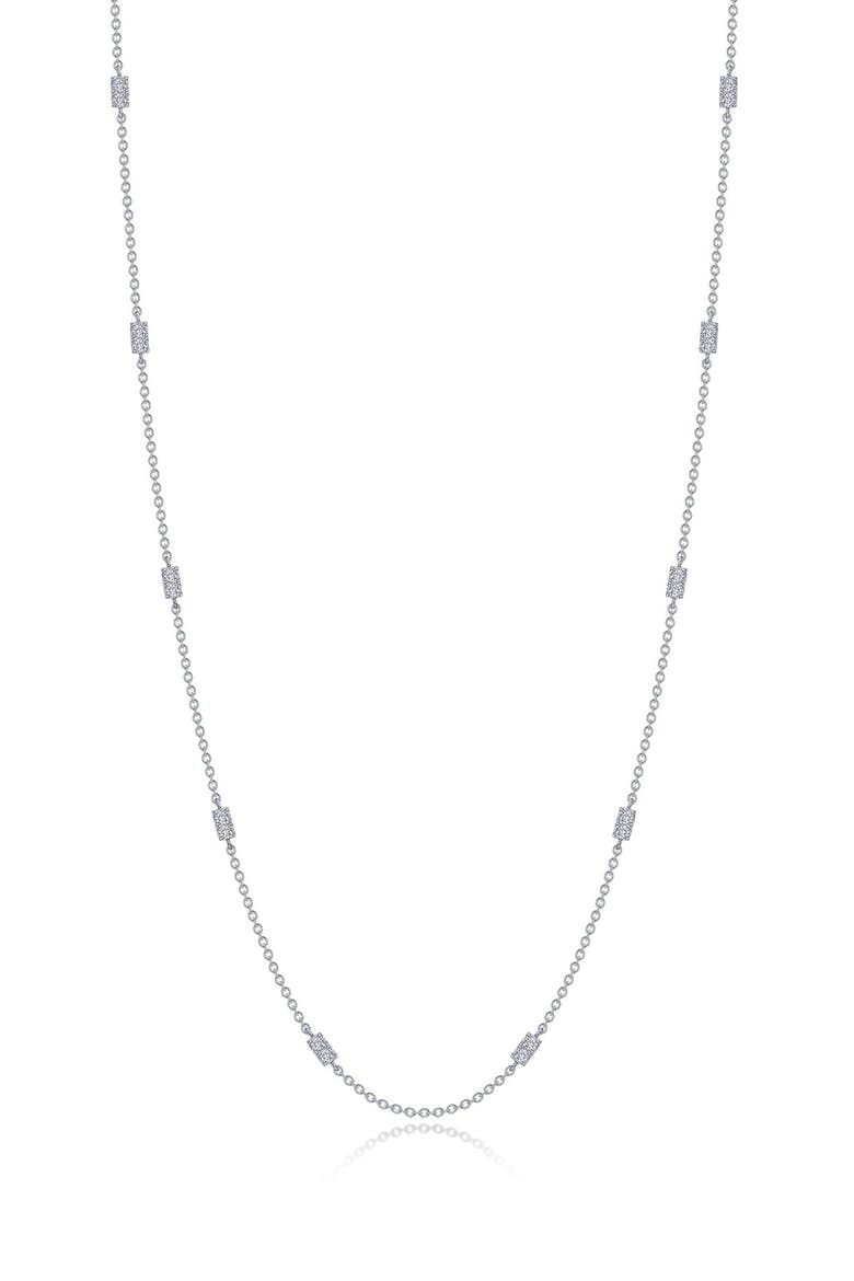 Simulated Diamond Station Necklace, Main, color, SILVER