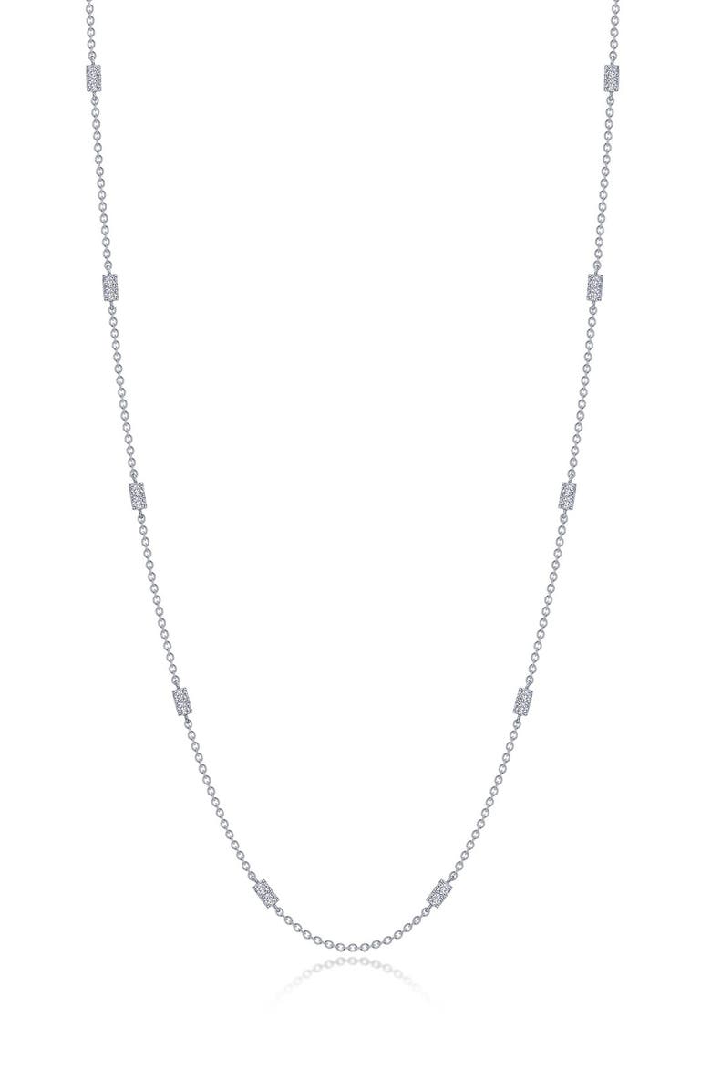 Lafonn Simulated Diamond Station Necklace, Main, color, Silver