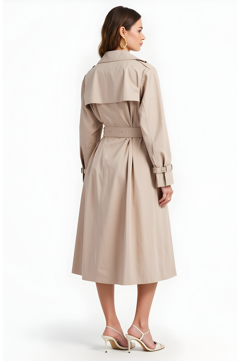 Double-Breasted Trench Coat with Belt, Alternate, color, Beige