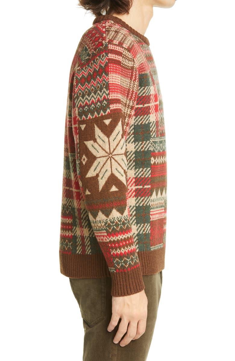 BEAMS Plus Patchwork Jacquard Wool Blend Sweater, Alternate, color,