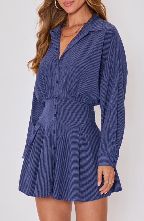 Vici Collection Taylor Stripe Long Sleeve Cotton & Linen Mini Shirtdress In Multi