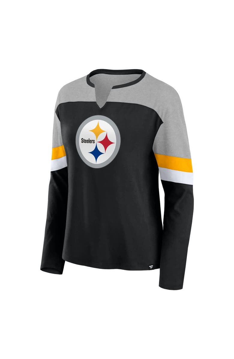 FANATICS Women's Fanatics  Black Pittsburgh Steelers Chevron Long Sleeve Fashion Top, Alternate, color, 