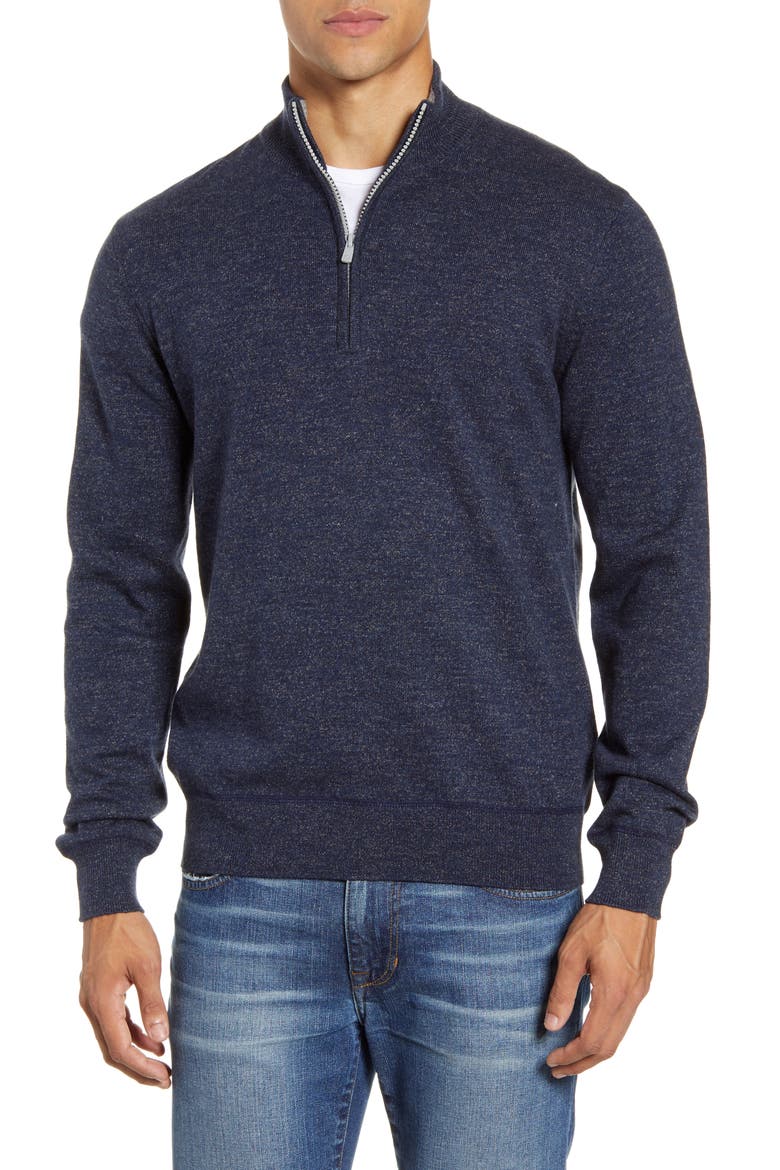 Sconset Half Zip Sweater, Main, color, NAVY HEATHER