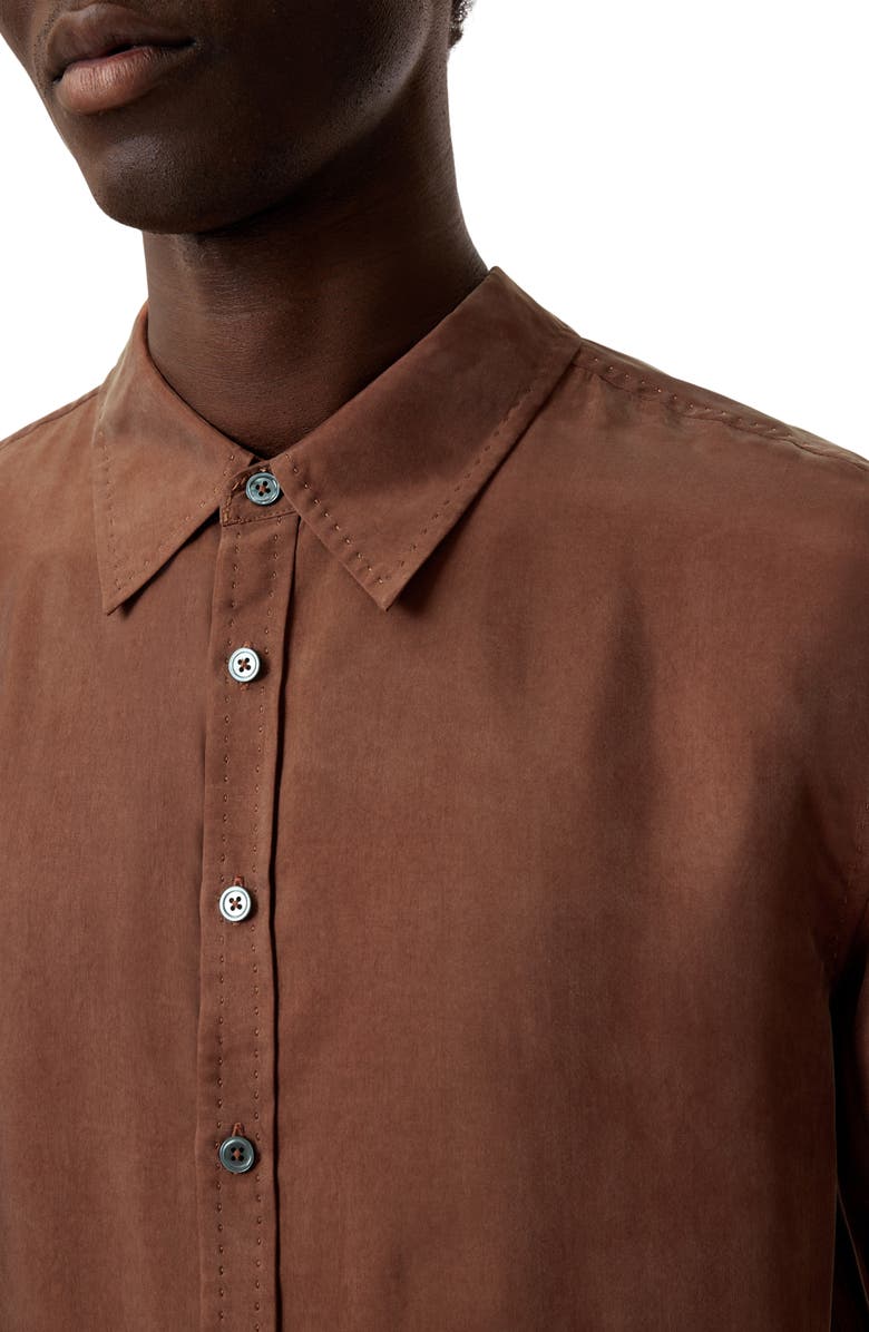 John Varvatos Martin Solid Twill Button-Up Shirt, Alternate, color, Hazelnut