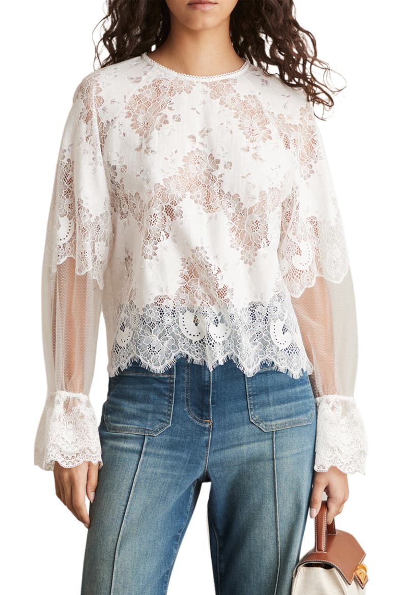 Emilia Guipure Lace Top, Main, color, IVORY