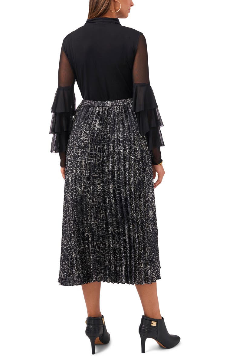 Vince Camuto Croc Print Pleated Skirt, Alternate, color, 