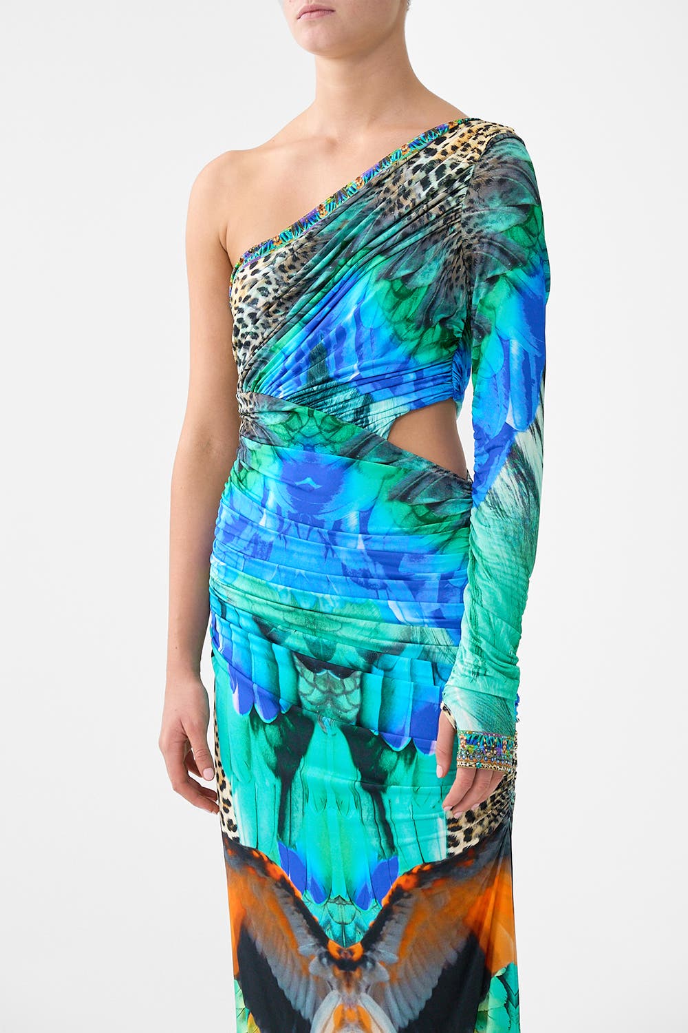 One Shoulder Jersey Cut Out Dress - image 2