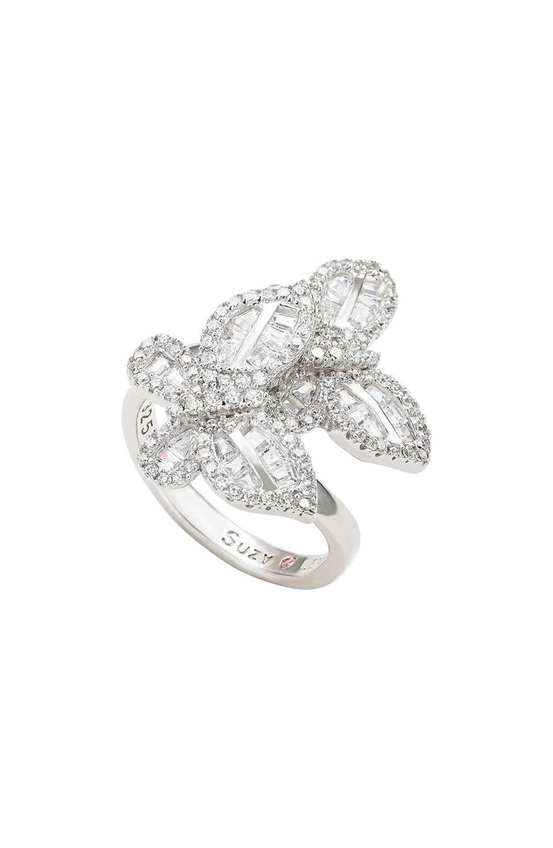 SUZY LEVIAN Sterling Silver CZ Double Butterfly Ring, Alternate, color, White