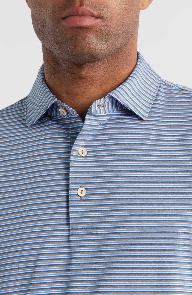 Peter Millar Lenway Stripe Performance Jersey Polo, Alternate, color, Poplar Brown