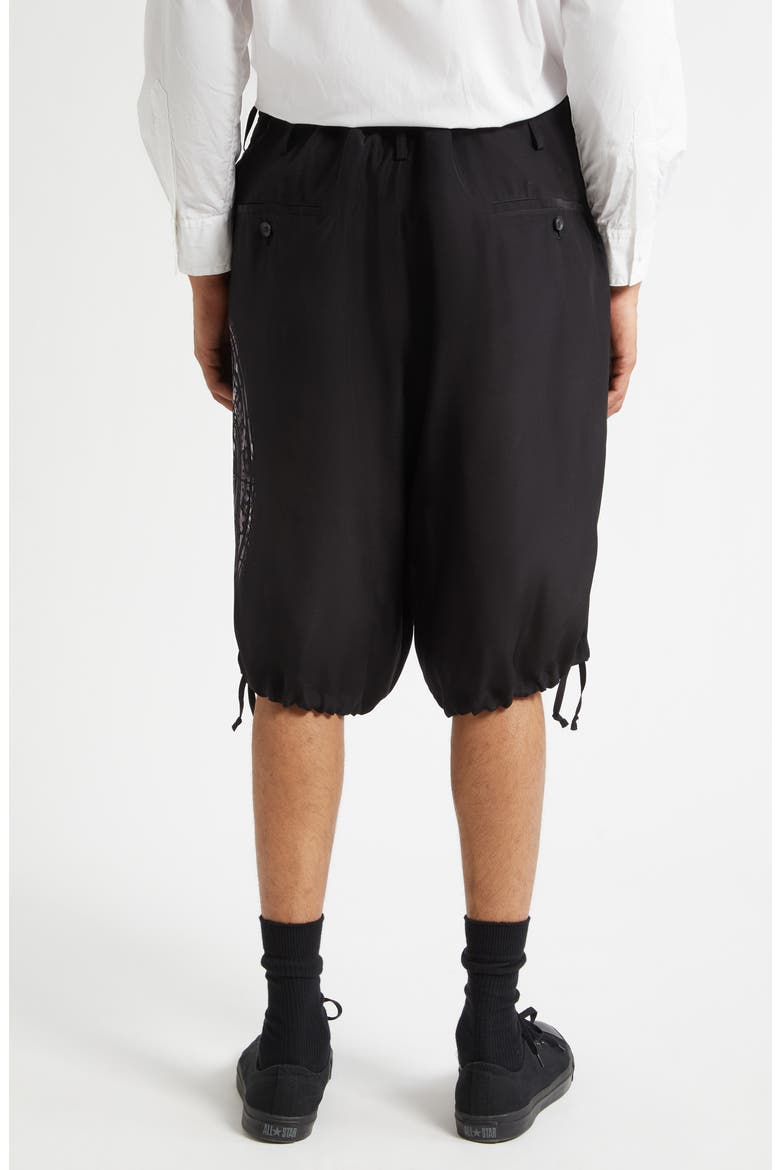 Asymmetric Print Silk Shorts, Alternate, color, BLACK