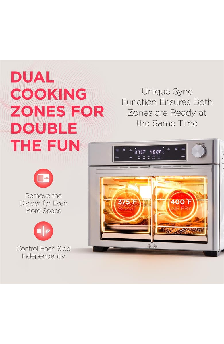 Ivation Dual Zone 10-in-1 Air Fryer & Toaster Oven - Up to 450°, 1800W Temperature Control, Alternate, color, Silver