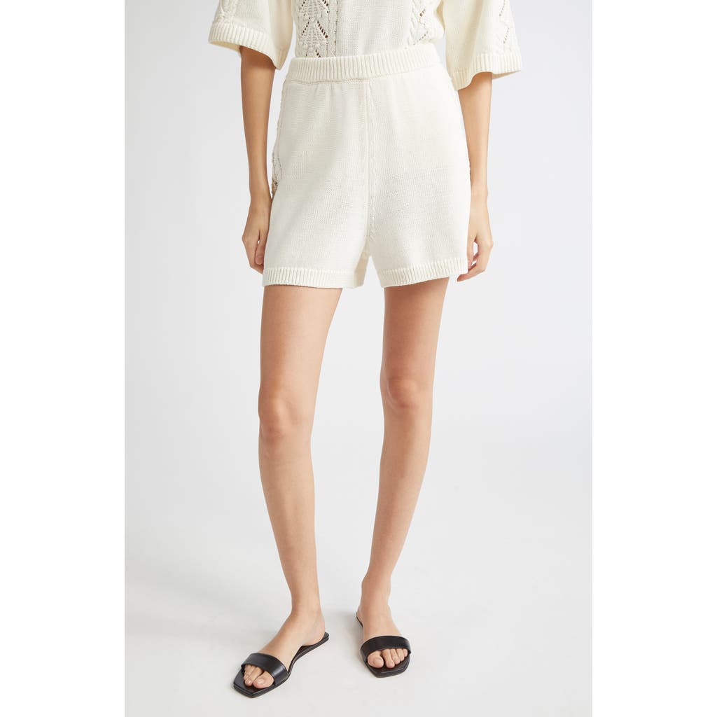 Loulou De Saison Cotton Crochet Shorts In White