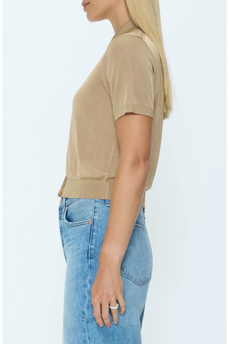 Lucca Short Sleeve Button-Up Knit Top, Alternate, color, WHEAT