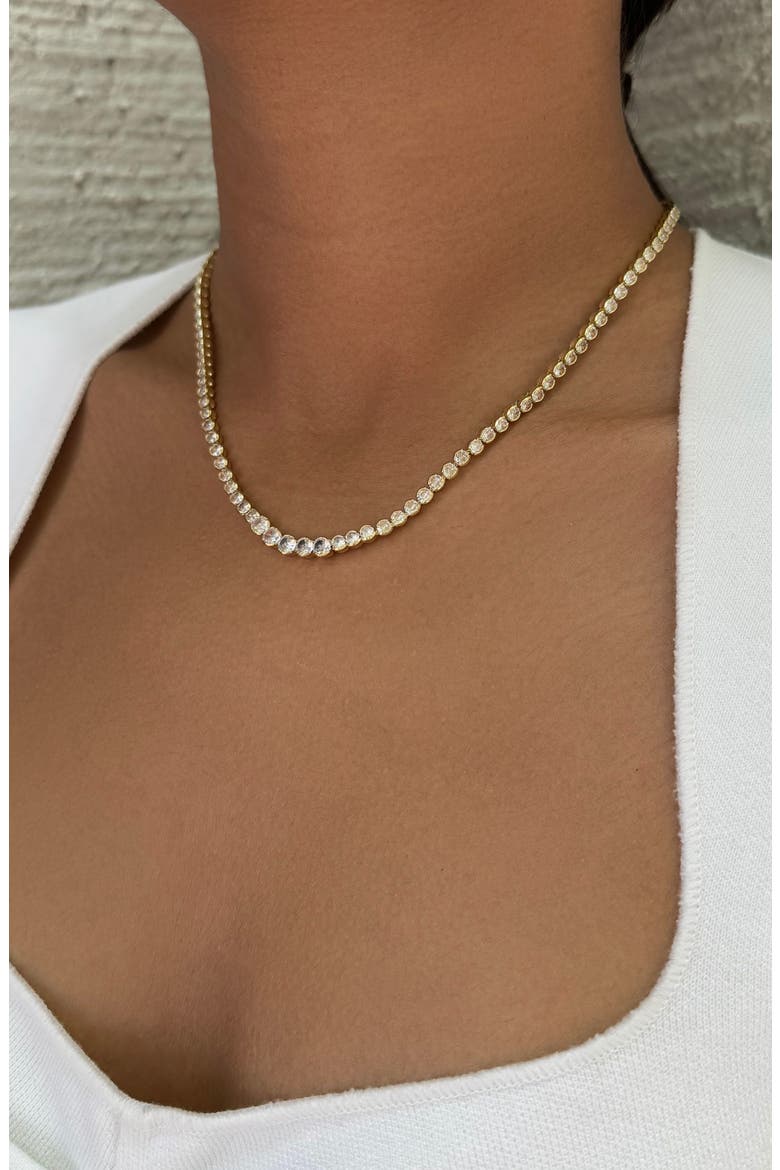 Bezel Crystal Tennis Necklace, Alternate, color, GOLD