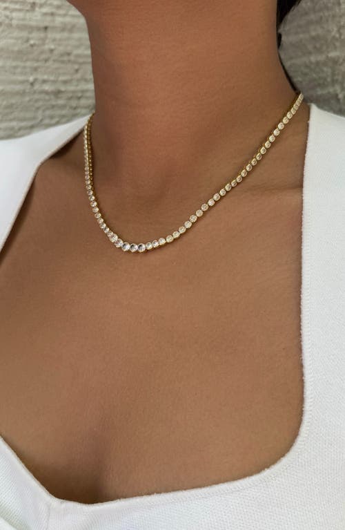Adornia Bezel Crystal Tennis Necklace In Gold